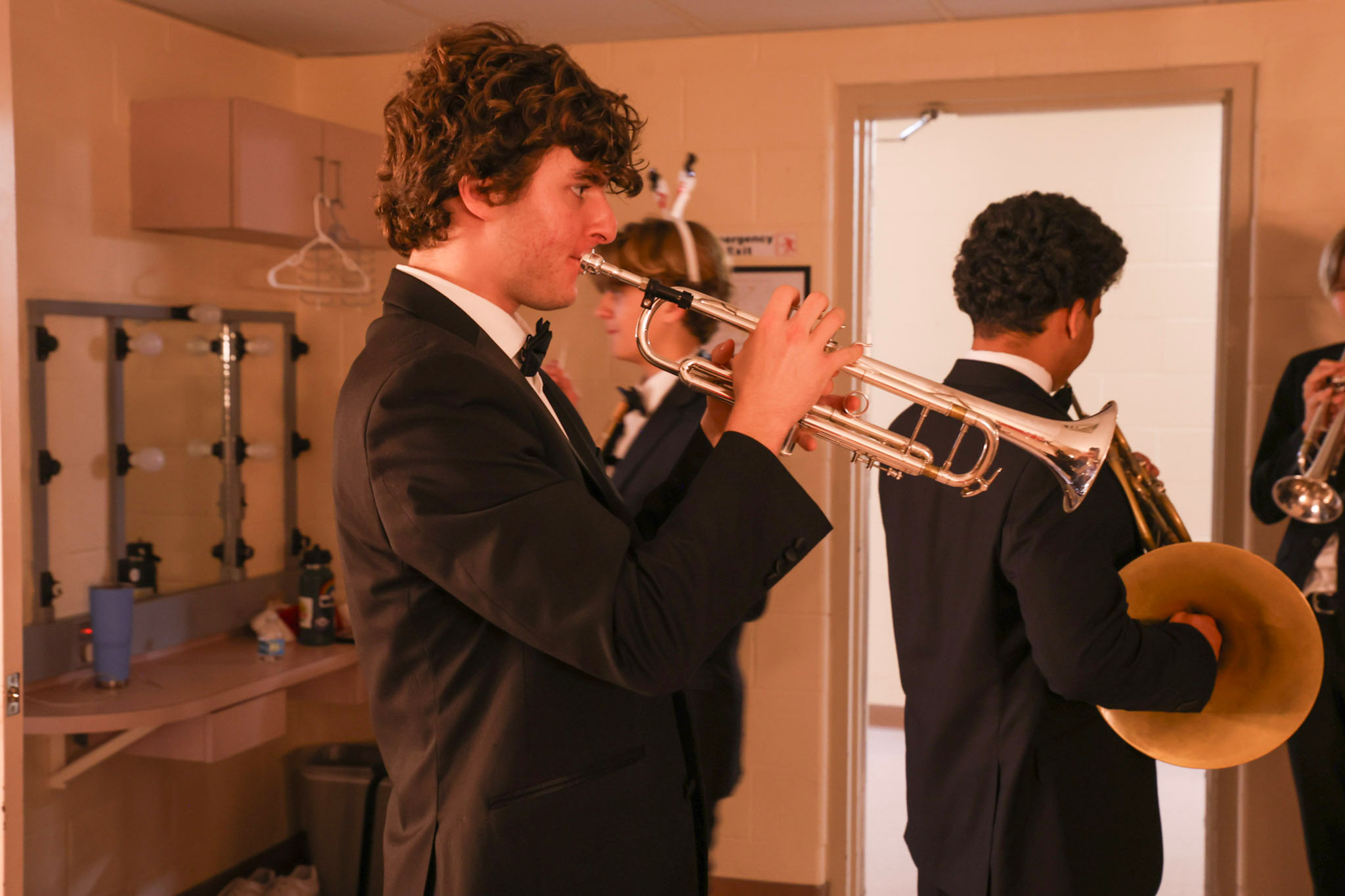 Brass instruments on stage